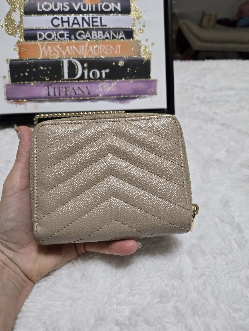 Saint Laurent CASSANDRE MATELASSÉ compact wallet grain de poudre leather - Picture 7 of 10
